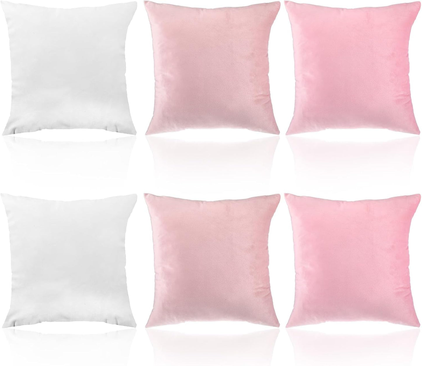 Pink Series Throw Pillow Covers 6 Pcs 18" x 18" Decorative Pillow Covers for Couch Soft Velvet Square Pillows Cover for Sofa Bedroom Patio Balcony Picnic Coquette Party Decor Accessories, No Inserts