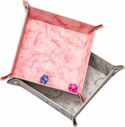 Valet Tray Desktop Storage Organizer – Vegan Leather Catchall Bedside Vanity Tray Nightstand Caddy Holder for Remote Controller, Watch, Keys, Phone, Wallet, Coin, Jewelry, Marble Pink