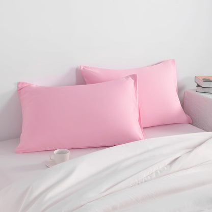 NTBAY Standard Pillow Cases Set of 2, 2 Pack Brushed Microfiber 20x26 Pillow Cases, Soft, Wrinkle, Fade, Stain Resistant Pink Pillow Cases with Envelope Closure, 20x26 Inches, Pink