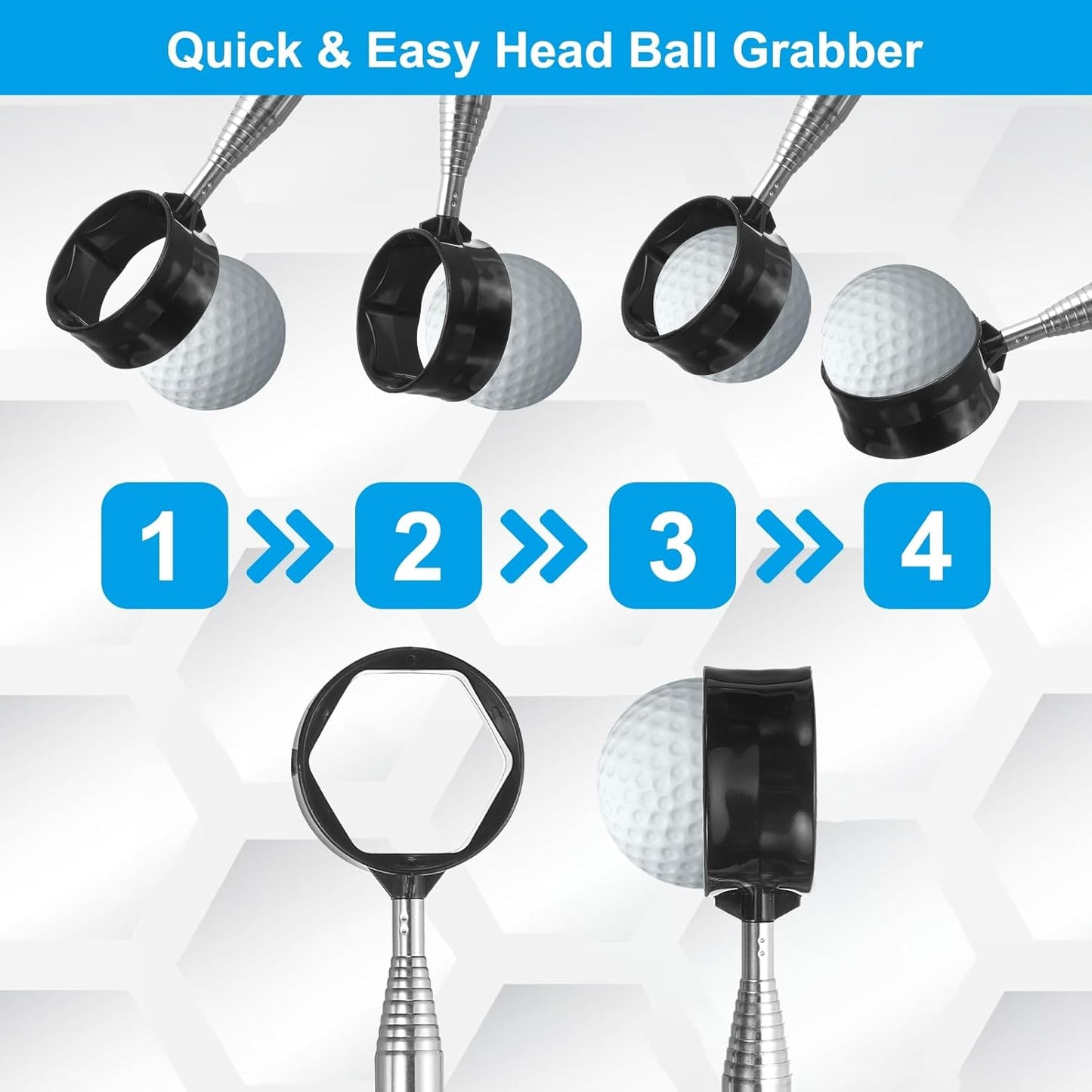 PATIKIL Golf Ball Retriever Telescopic Head Ball Grabber with Lanyard for Water Golf Ball Picker Tool Golf Accessories