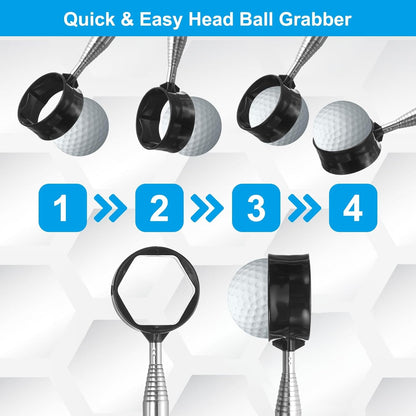 PATIKIL Golf Ball Retriever Telescopic Head Ball Grabber with Lanyard for Water Golf Ball Picker Tool Golf Accessories