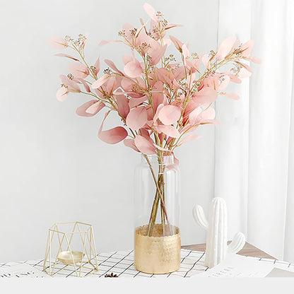 4pcs Faux Eucalyptus Branches Pink Flower Artificial Eucalyptus Seeds Long Stem Eucalyptus for Vase Filling Home Decoration Wedding Party Arrangement