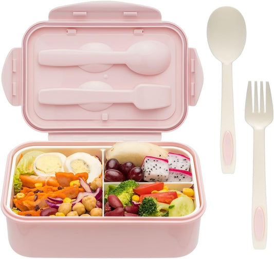 LOVINA Bento Boxes for Adults - 1100 ML Bento Lunch Box For Kids Childrens With Spoon & Fork - Durable for On-the-Go Meal, BPA-Free and Food-Safe Materials