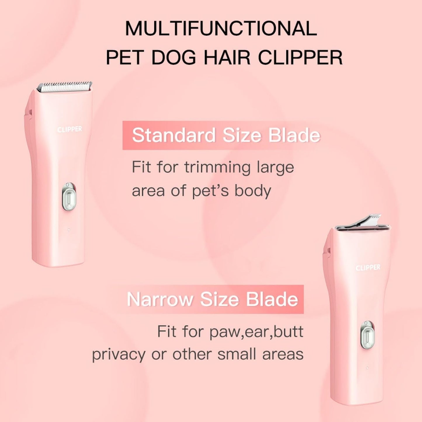 Dog Grooming Cilppers,Handy & Powerful Pet Electric Hair Trimmer Kits Waterproof Cordless Rechargeable Grooming Shavers for Small Dogs and Cats