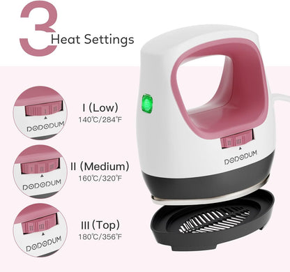 DODODUM Heat Press Small Heat Press Machine for T Shirts Shoes Hats Small HTV Iron-on Vinyl Projects Easy to Use Portable Iron Press for Heating Transfer Pink