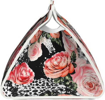 Pink Roses Leopard Long Tissue Box Cover Paper Holder Home Decor 7.9'' x 4.9'' x 4.5''
