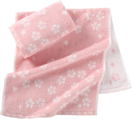sense gnosis Pink Hand Towels Set of 2 Super Soft 100% Cotton Sakura Floral Pattern Highly Absorbent Decorative Hand Towels for Bathroom 13 x 29