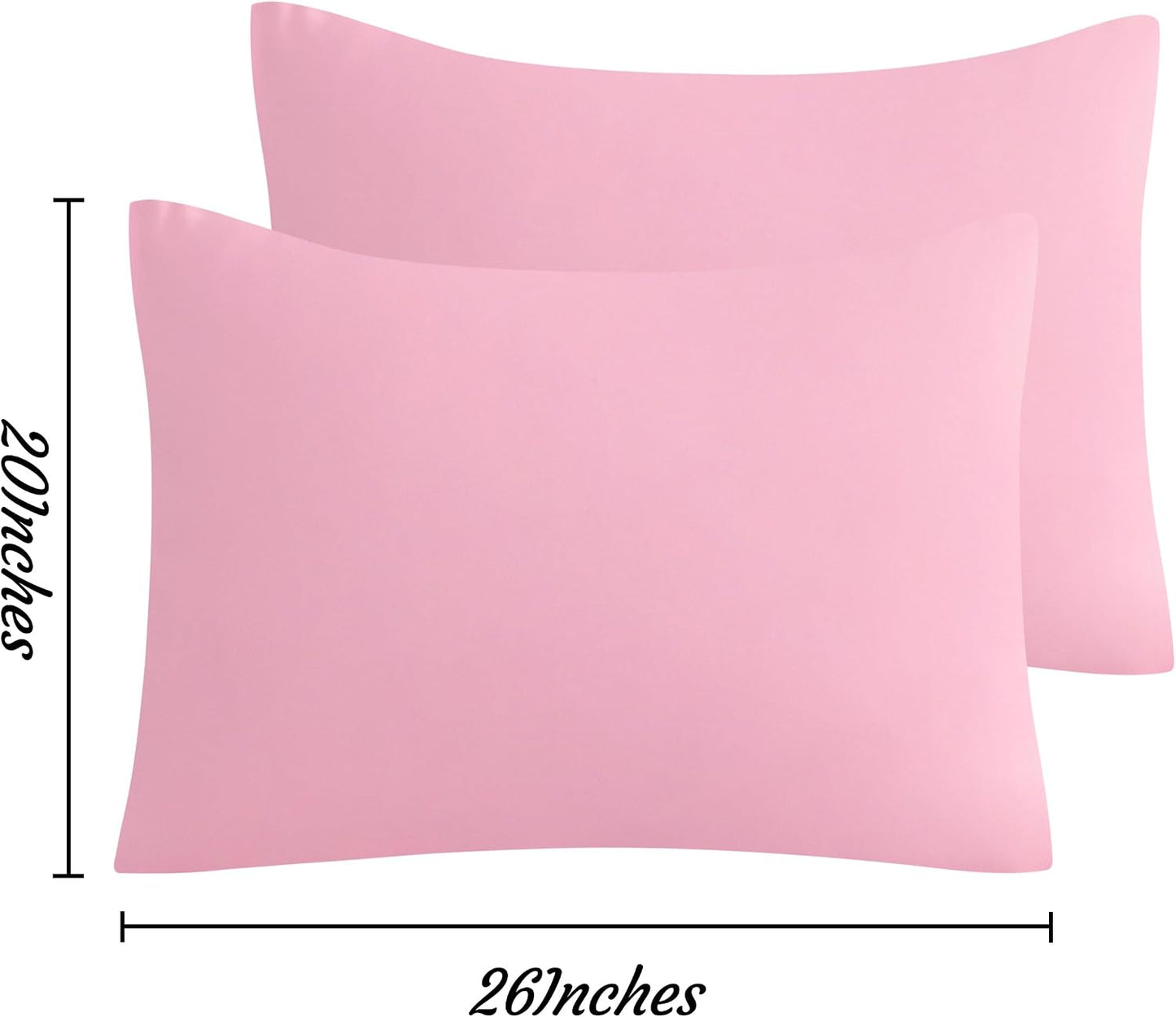 NTBAY Standard Pillow Cases Set of 2, 2 Pack Brushed Microfiber 20x26 Pillow Cases, Soft, Wrinkle, Fade, Stain Resistant Pink Pillow Cases with Envelope Closure, 20x26 Inches, Pink
