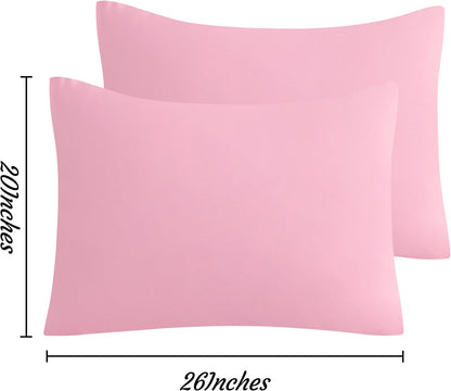 NTBAY Standard Pillow Cases Set of 2, 2 Pack Brushed Microfiber 20x26 Pillow Cases, Soft, Wrinkle, Fade, Stain Resistant Pink Pillow Cases with Envelope Closure, 20x26 Inches, Pink
