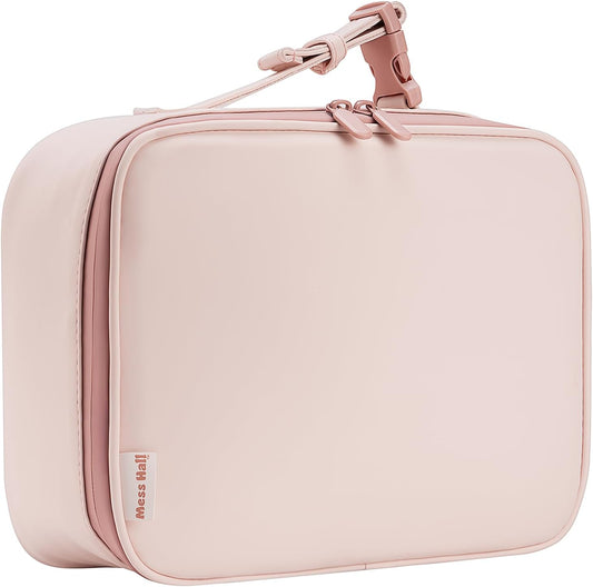 Mess Hall Insulated Lunch Bag Leak Resistant Soft Shell Cooler Box with AirTag Pouch, Adjustable Handle, Pink Rose Quartz, Easy Clean for Work School Office Men Women Kids