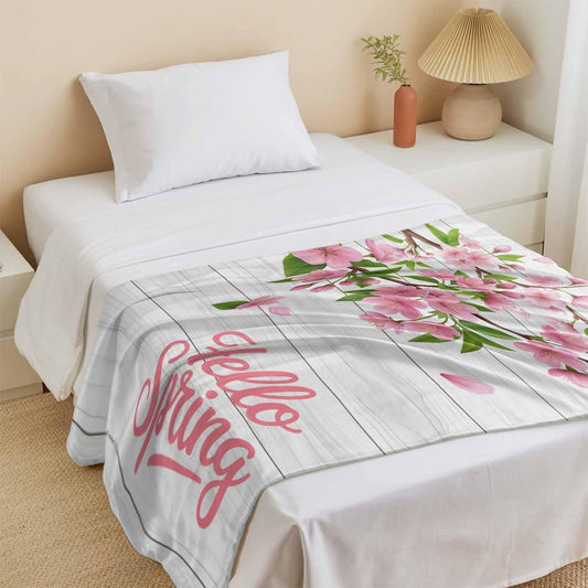 Spring Peaches Cooling Blanket for Hot Sleepers & Night Sweats, Peaches Flowers Wood Grain Blanket Breathable Lightweight Throw Blanket Thin Cooling Comforter (30" x 40")