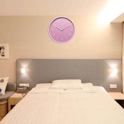 PATIKIL 8 Inch Wall Clock, 3D Number Quartz Battery Operated Silent Non-Ticking Round Wall Clocks for Office Bedroom Decorative, Pink