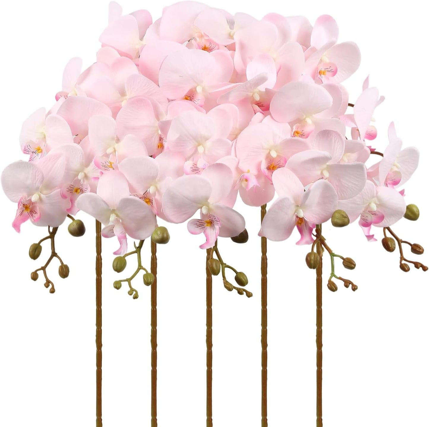 5 PCS Light Pink Faux Orchid Stems 35.4" Fake Orchids Pink Flowers Silk Orchids That Look Real for Vase for Bridal Shower Home Party Wedding Decoration (Light Pink)