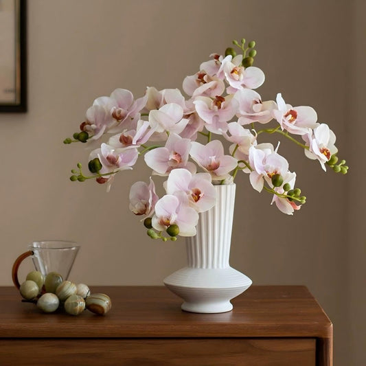 5pcs Pink Artificial Orchid Flower Stems with Real Touch for Vase, Fake Orchid Stems Arrangment for Wedding Bouquets Party Decor Home Office Farmhouse Decorations (Pale Pink)