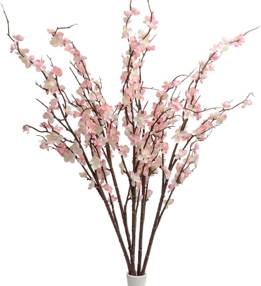 5pack Artificial Cherry Blossom Branches 39" Faux Flower Stems for Home Wedding Decor (5, Pink)