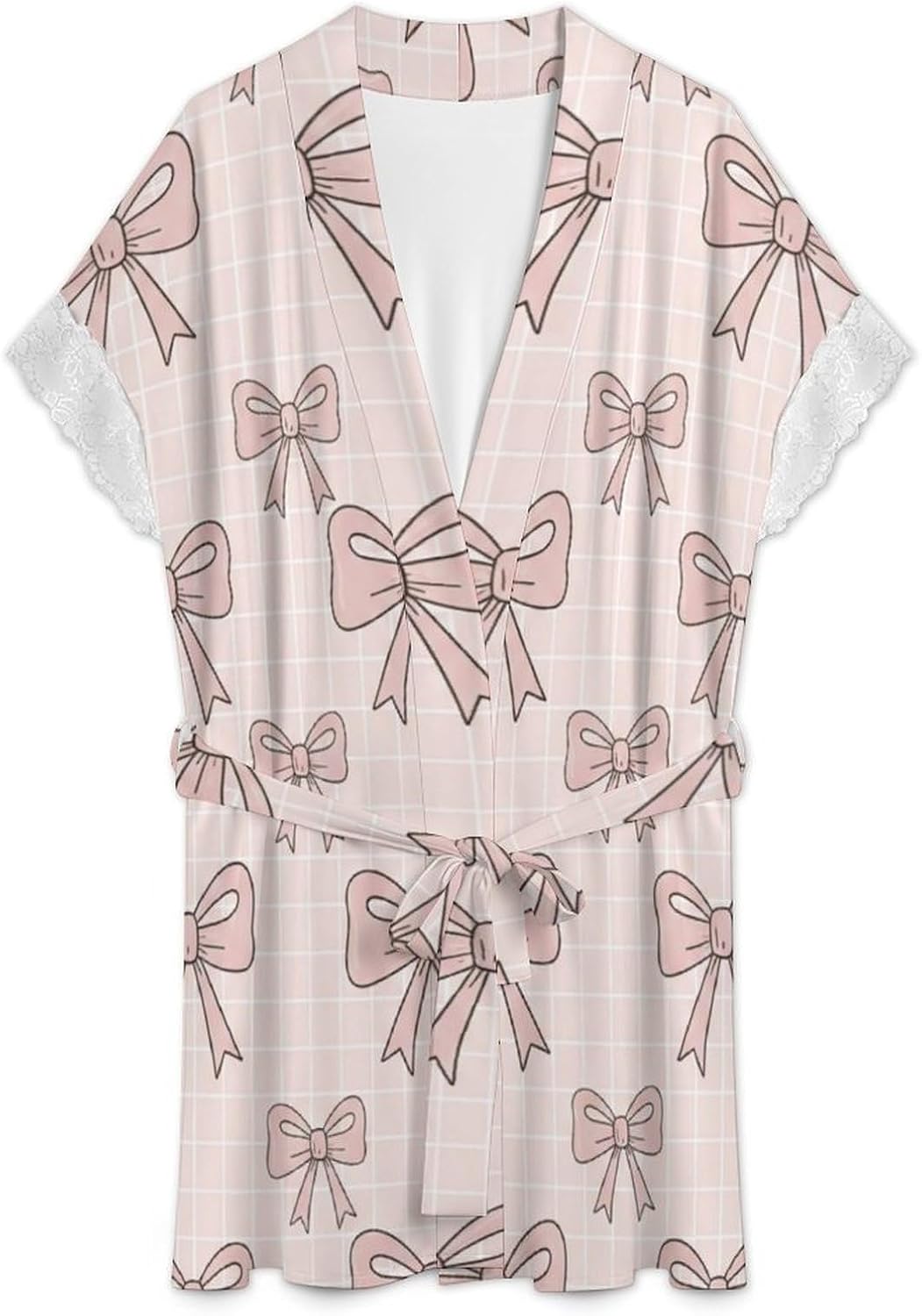 Pink Bow And Stars Womens Robe Bath Robe Sexy Robes for Women
