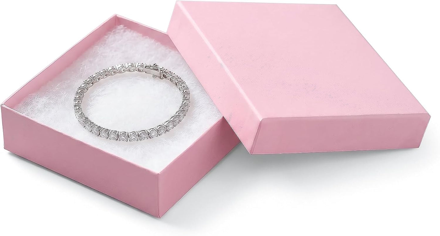 TheDisplayGuys - 25-Pack #33 Cotton Filled Cardboard Paper Jewelry Boxes Gift Case - Pastel Pink (3.5" x 3.5" x 1.0") - for Shipping or Storage
