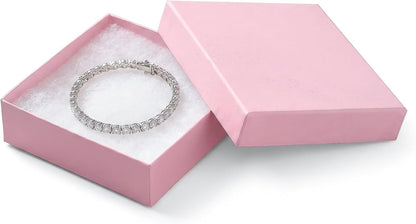 TheDisplayGuys - 25-Pack #33 Cotton Filled Cardboard Paper Jewelry Boxes Gift Case - Pastel Pink (3.5" x 3.5" x 1.0") - for Shipping or Storage
