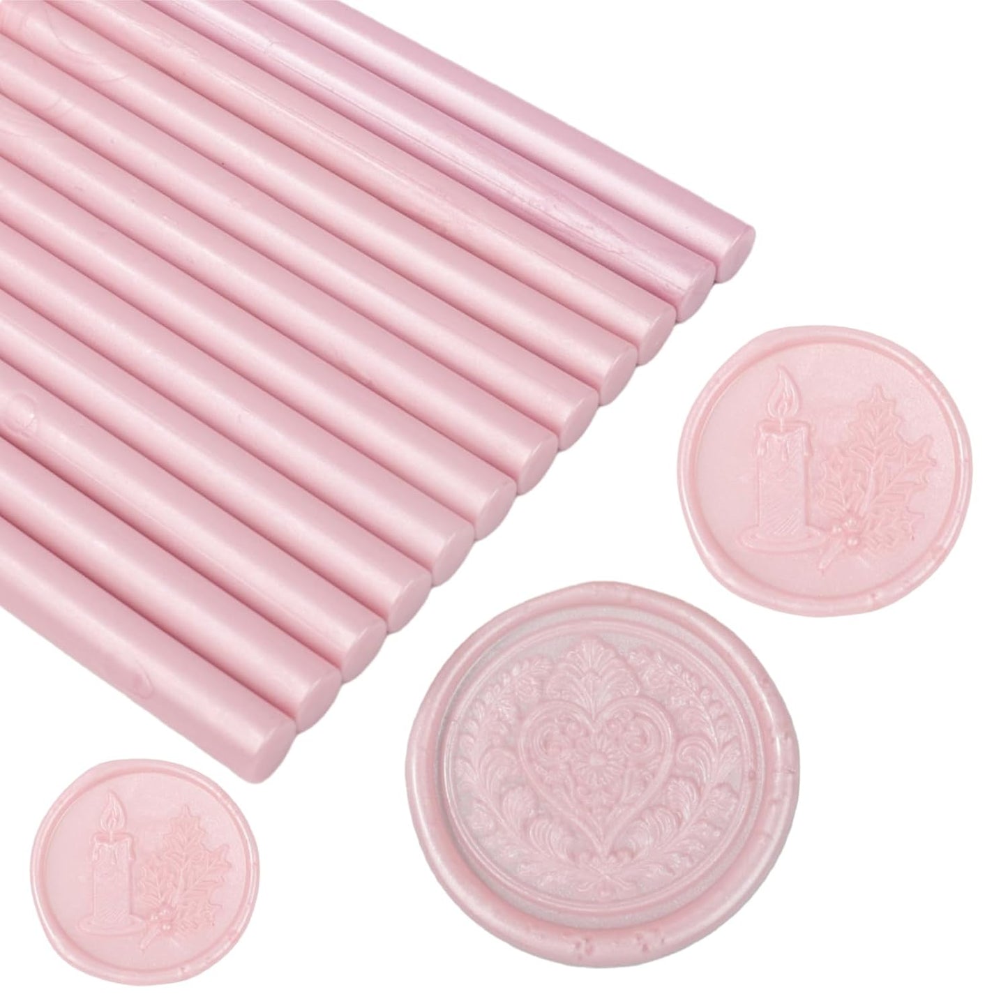 Pearl Pink Wax Seal Sticks for Seal Stamp, 12 Pcs Glue Gun Wax Sealing Sticks Set Suit to 0.43'' Glue Gun Great for Wedding Invitation, Cards, Envelopes, Christmas Ideas (Pearl Pink)