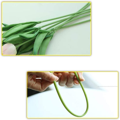 30pcs Real Touch Tulips PU Artificial Flowers, Fake Tulips Flowers for Arrangement Wedding Party Easter Spring Home Dining Room Office Decoration (Peach)