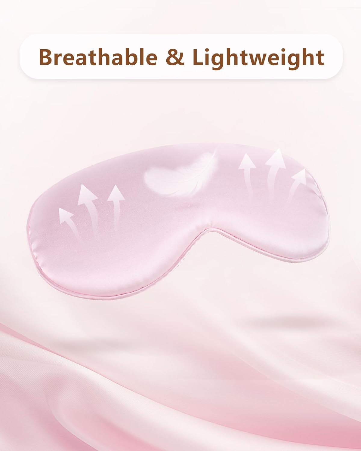 Silk Sleep Mask for Women - 100% Blackout, Super Soft Eye Mask for Side Sleepers, Sleeping Mask with Adjustable Strap, Pink Scrunchies for Women, with Travel Pouch