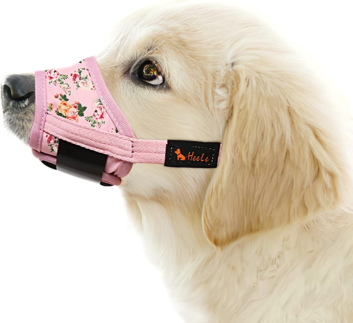 HEELE Dog Muzzle,Soft Nylon Muzzle Anti Biting Barking Chewing,Air Mesh Breathable Drinkable Adjustable Loop Pets Muzzle for Small Medium Large Dogs 4 Colors 4 Sizes (P-Pink Flower, S)