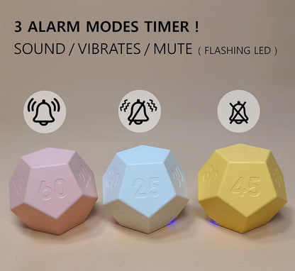 Cube Pomodoro Timer - Flip to Start Countdown, Rechargeable Mini Productivity Timer for Study, Office, 11 Preset Times, Silent/Vibration, Time Management Tool for Kids & ADHD (Pink)