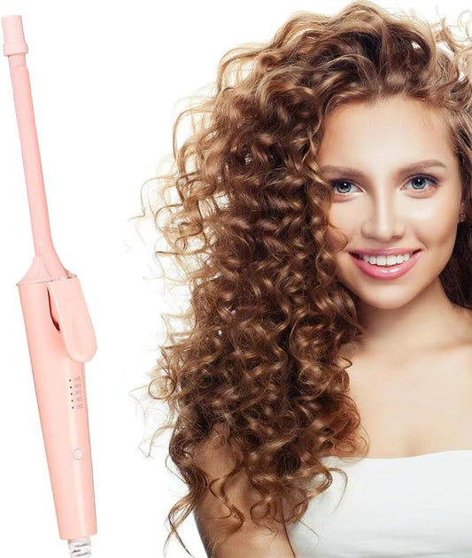 Mini Curling Iron for All Hair Types, Dual Voltage, Fast Heating in 30s, 5 Temp Settings for Tight Curls & Ringlets, Auto Shut-Off, Gifts for Women (Pink, 1/2 Inch Travel Curling Iron)