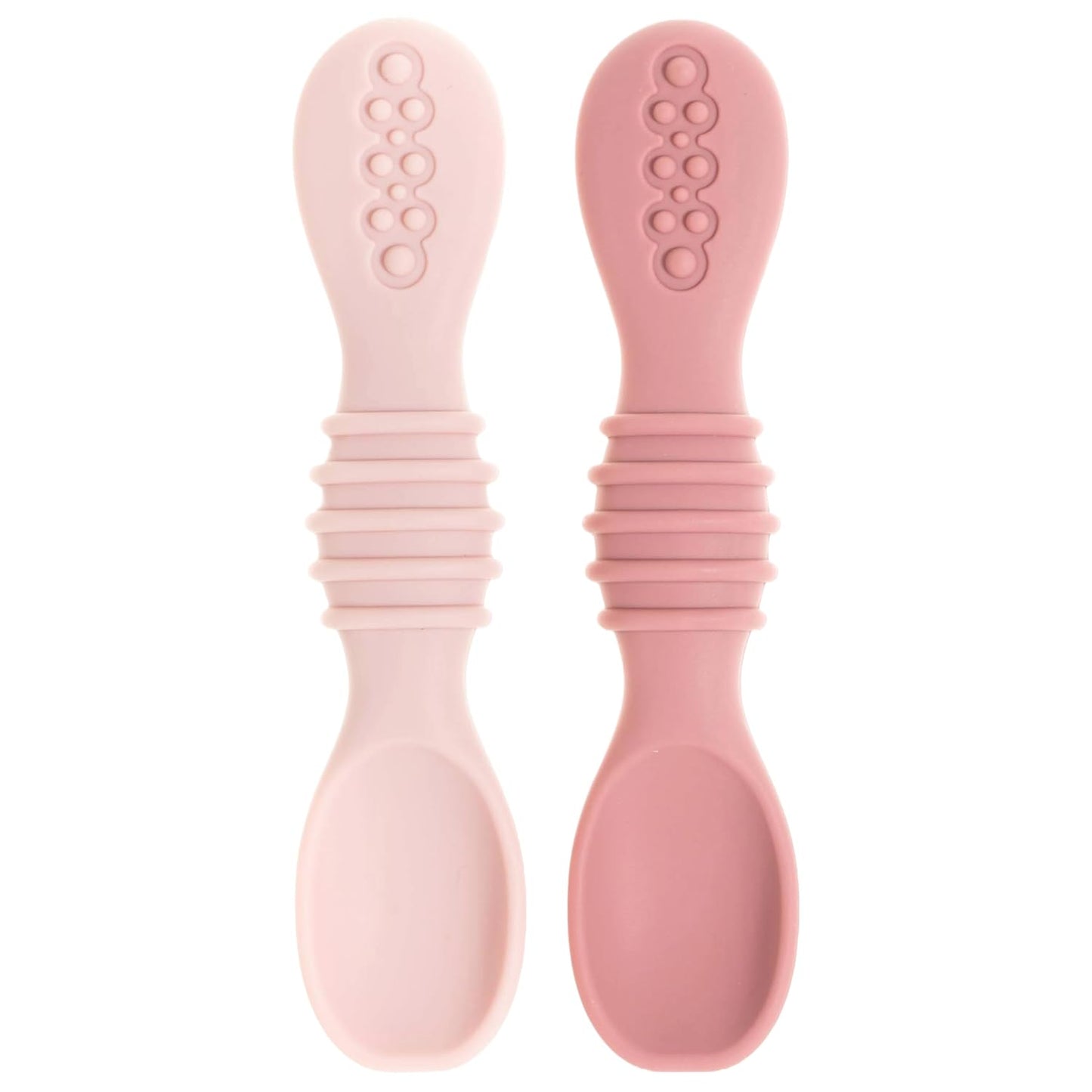 Silicone Baby Spoons for Baby Led Weaning 4-Pack, First Stage Baby Feeding Spoon Set Gum Friendly BPA Lead Phthalate and Plastic Free, Pink