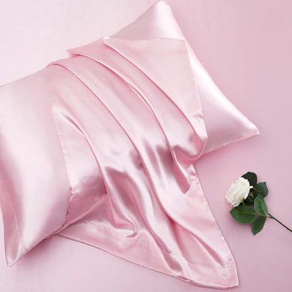 Vonty Satin Sheets Extra Deep Pocket California King Sheet Set - Cooling & Silky Satin Cal King Sheet with 18-24 Inch Deep Pocket, Pink Satin Bed Sheets Fit Up to 24" Deep Matress - 4 Piece