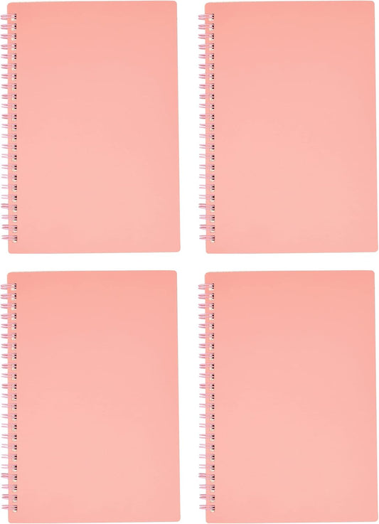 Yansanido Spiral Notebook, 4 Pcs A5 Thick Plastic Hardcover 8mm Ruled Pink 80 Sheets -160 Pages Journals for Study and Notes (Ruled-4pcs Light Pink, A5)