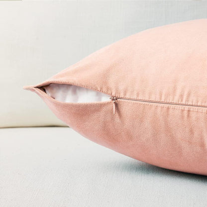 Fancy Homi 2 Packs Premium Faux Suede Decorative Throw Pillow Covers, Super Soft Square Pillow Case,Solid Cushion Cover for Couch/Sofa/Bedroom (18" x 18", Set of 2, Peach)