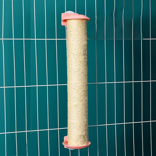 Natural Cat Scratcher with Rope Texture – Durable Sisal Scratch Board for Cats, Hanging on Cage, Non-Shedding Cat Claw Scratching Post (Pink,Medium)