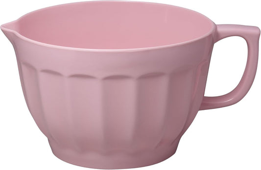 UP 4.3 Quart Latte Style Melamine Batter Bowl with Pour Spout and Handle, Professional Mixing Bowl with Non-Slip Base, Ideal for Pancake and Cake Batter, 11.5 x 8.75 Inch, Pink