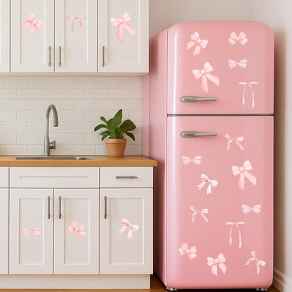 28 Pcs Pink Bow Wall Stickers, Bow Room Decor for Girls, Peel and Stick Wall Stickers for Girls Room Nursery Bedroom Bedroom (6 Size)