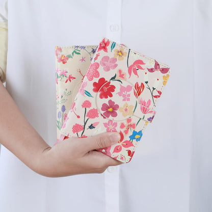 SIIXU Pretty Small Pocket Notebook for Women - Ideal Travel Journal with Unique Floral Illustrations, Unlined Journal for Writing, Vegan Leather, A6, Blank, Pink
