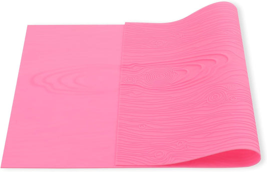 Hariendny Fondant Woodgrain Impression Mat Fondant Silicone Lace Mold Fondant Wood Texture Mat Silicone Cake Fondant Mat Fondant Embossed Craft Tools for Cakes Decorating(17 x 9 inches), Pink