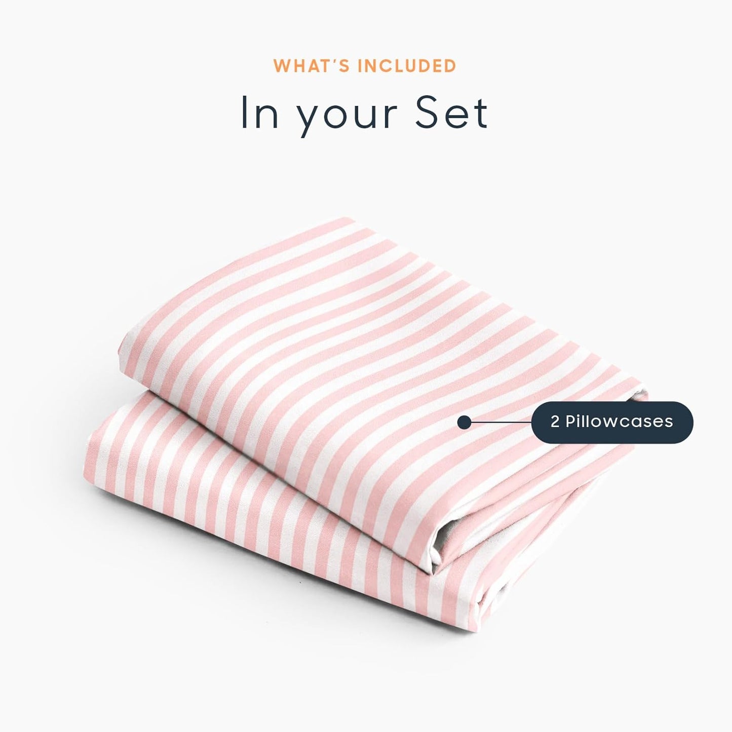 Wake In Cloud - Striped Pillow Cases, Ticking Vertical Pin Stripe Modern Farmhouse Pattern Printed, Set of 2 Soft Pillowcases Pillow Shams Covers, Pink White, Standard Size 20x26 Inches