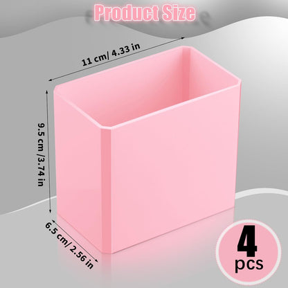 Suclain 4 Pcs Wall Mounted Organizer Non-drilling Adhesive Floating Shelf Wall Bin Organizer Hanging Storage Containers for Bedroom Bathroom Kitchen Office (Pink)