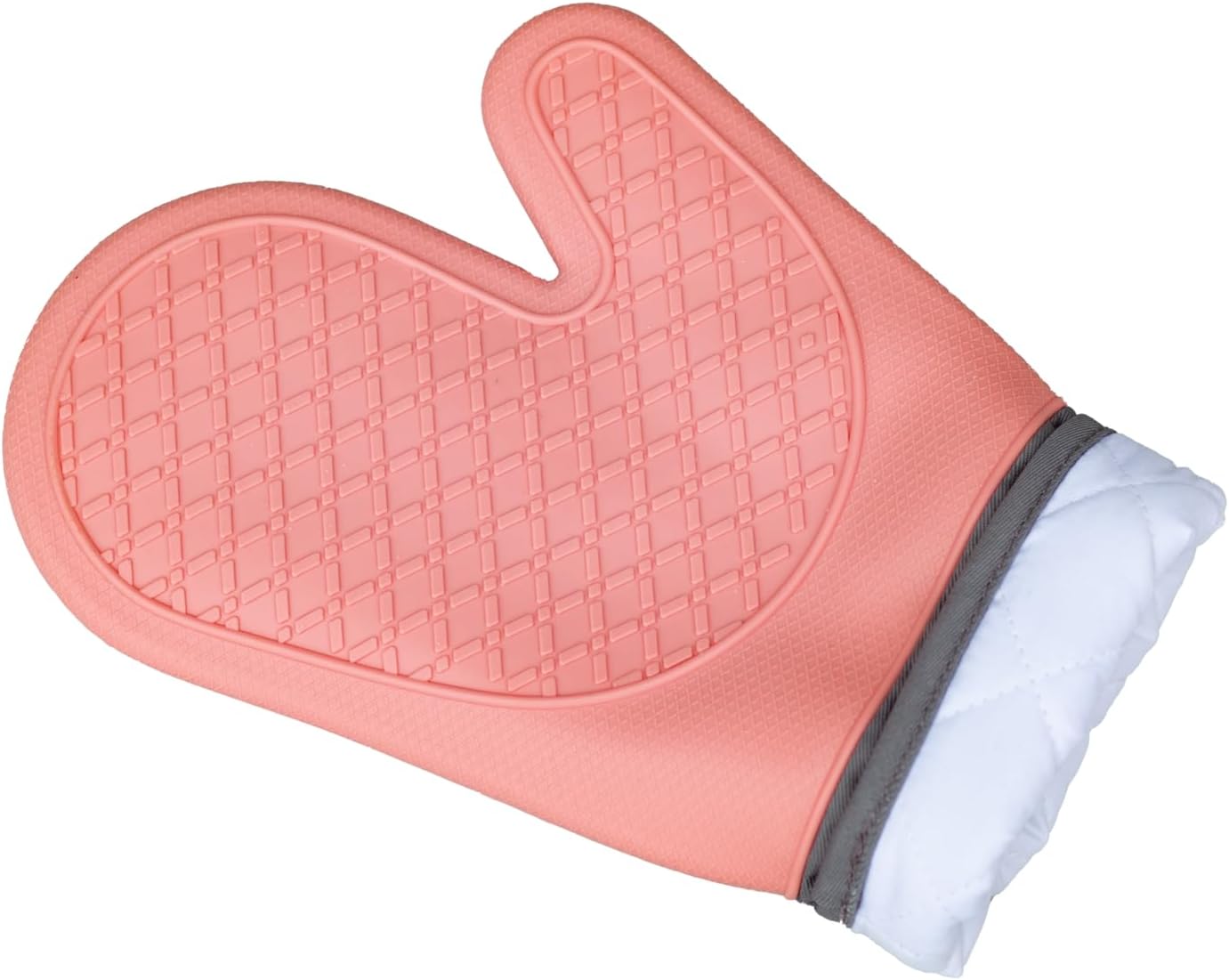 Heat Resistant Silicone Oven Mitts, 500°F Non-Slip Mitts for Cooking, Baking and Grilling, Extra Thick Kitchen Mitts with Grippy Texture (One) (Pink)