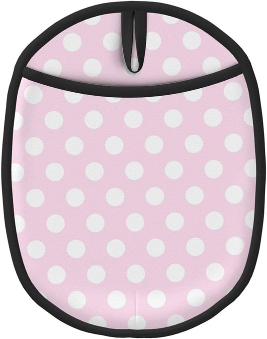 Pot Holders for Kitchen - Non Slip Silicone Oven Mitts Hot Pads, Heat Resistant Pot Holders, Light Pink Polka Dot Print A Hanging Loop Potholders for Baking Kitchen with Pocket