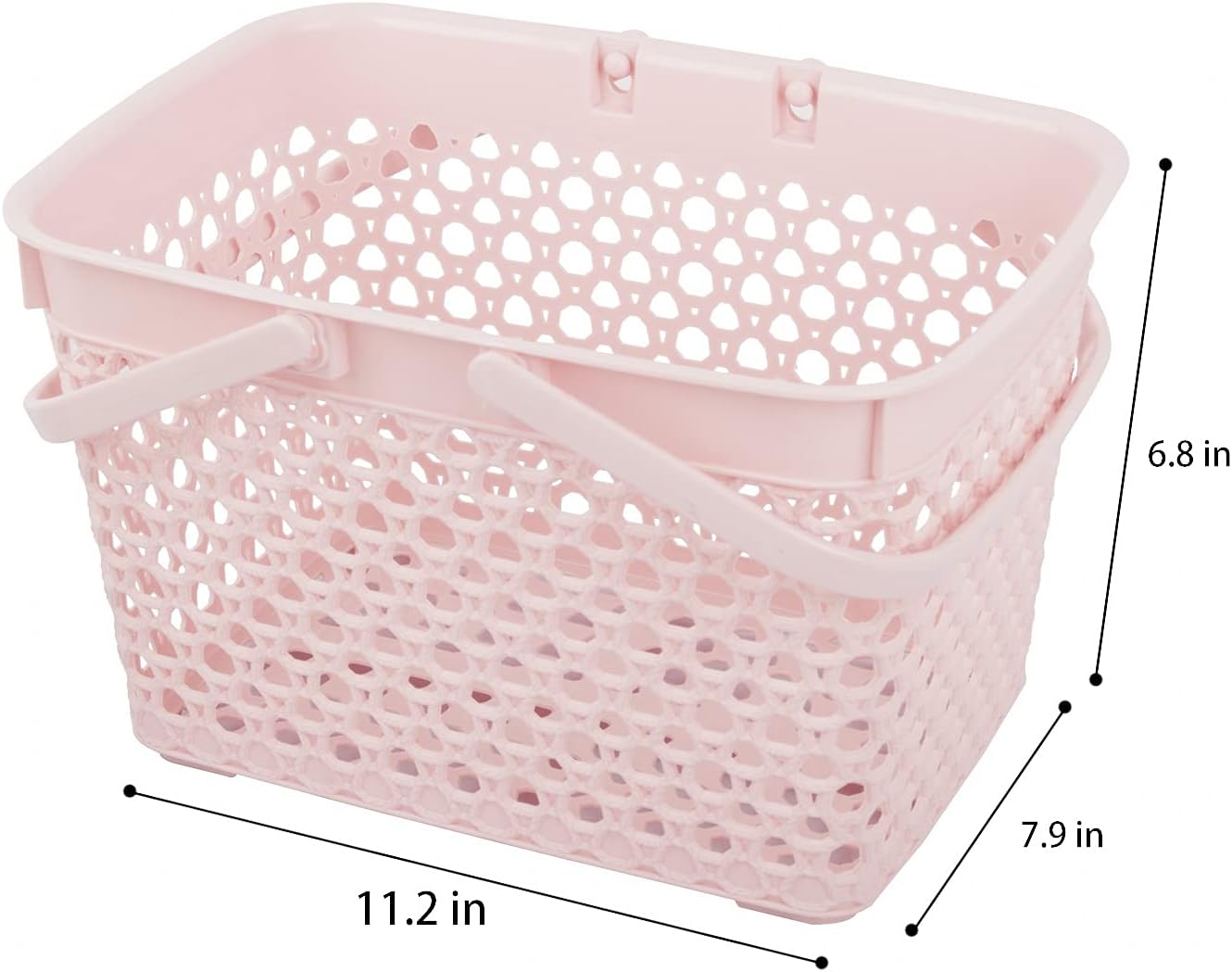 Anyoifax Portable Shower Caddy Tote, Plastic Storage Basket with Handle Bath Organizer Bin for Bathroom, Pantry, Kitchen, College Dorm, Garage - 11.2 x 7.9 x 6.8 in - Pink