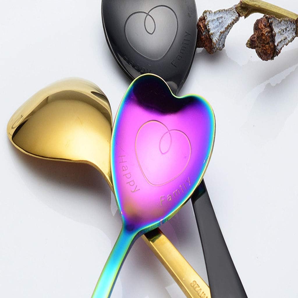 7 Stainless Steel Heart & Dessert Spoons - Rose Gold