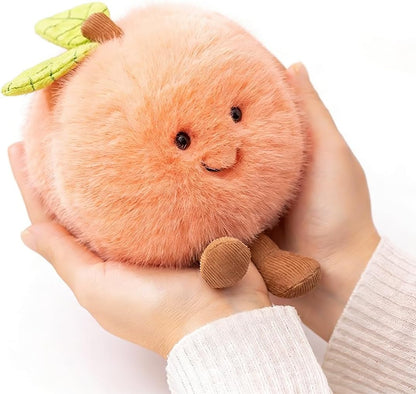 Peach Plush Toy, 4.7" Funny Fruit Plushies, Soft Food Stuffed Animals Kawaii Birthday Gifts for Teen Boys