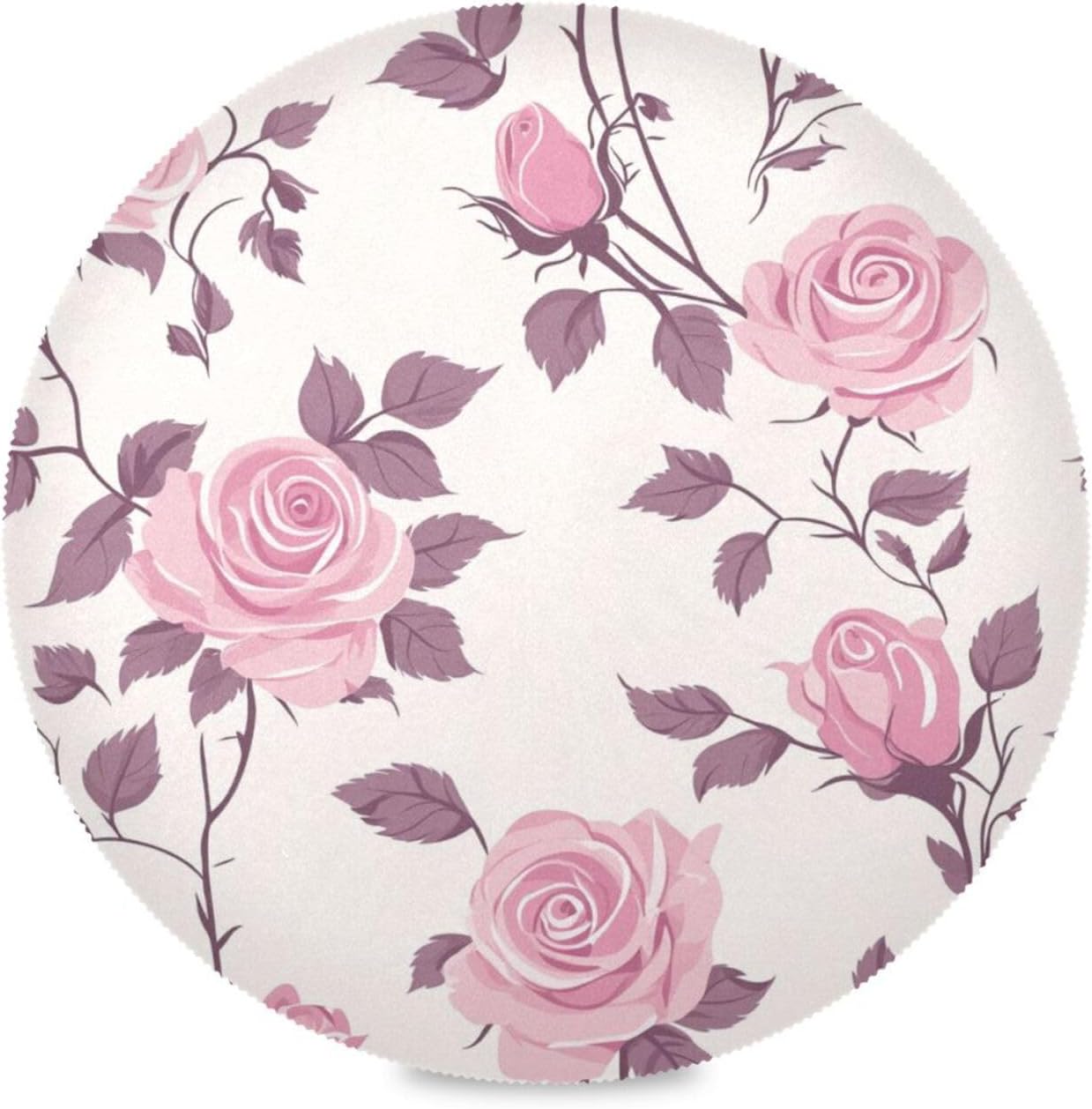 Floral Pattern Rose Peach Decorative Spring placemats Round for Linen placemats Heat Resistant Waterproof individuales para comedor 15.4x15.4in Set of 6