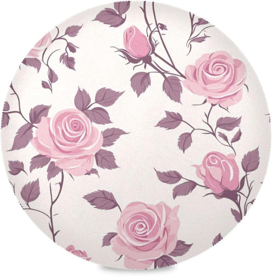 Floral Pattern Rose Peach Decorative Spring placemats Round for Linen placemats Heat Resistant Waterproof individuales para comedor 15.4x15.4in Set of 6