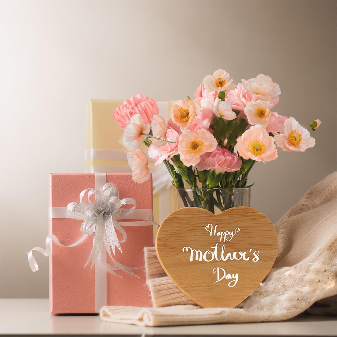 Artificial Flowers 5Pcs Poppies Flowers Artificial Silk Flowers for Home Office Wedding Outdoor Decor (Coral)