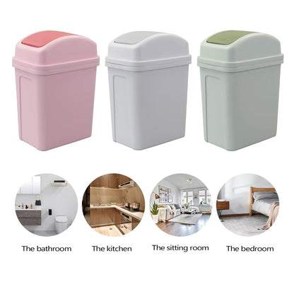 7 L Small Garbage Can with Swing Lid, 1.8 Gallon Indoor Trash Bin with Lid (Pink)