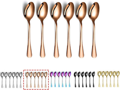 Kyraton Rose Gold Coffee & Tea Spoons, 5.5" Titanium Plated, Pack of 6