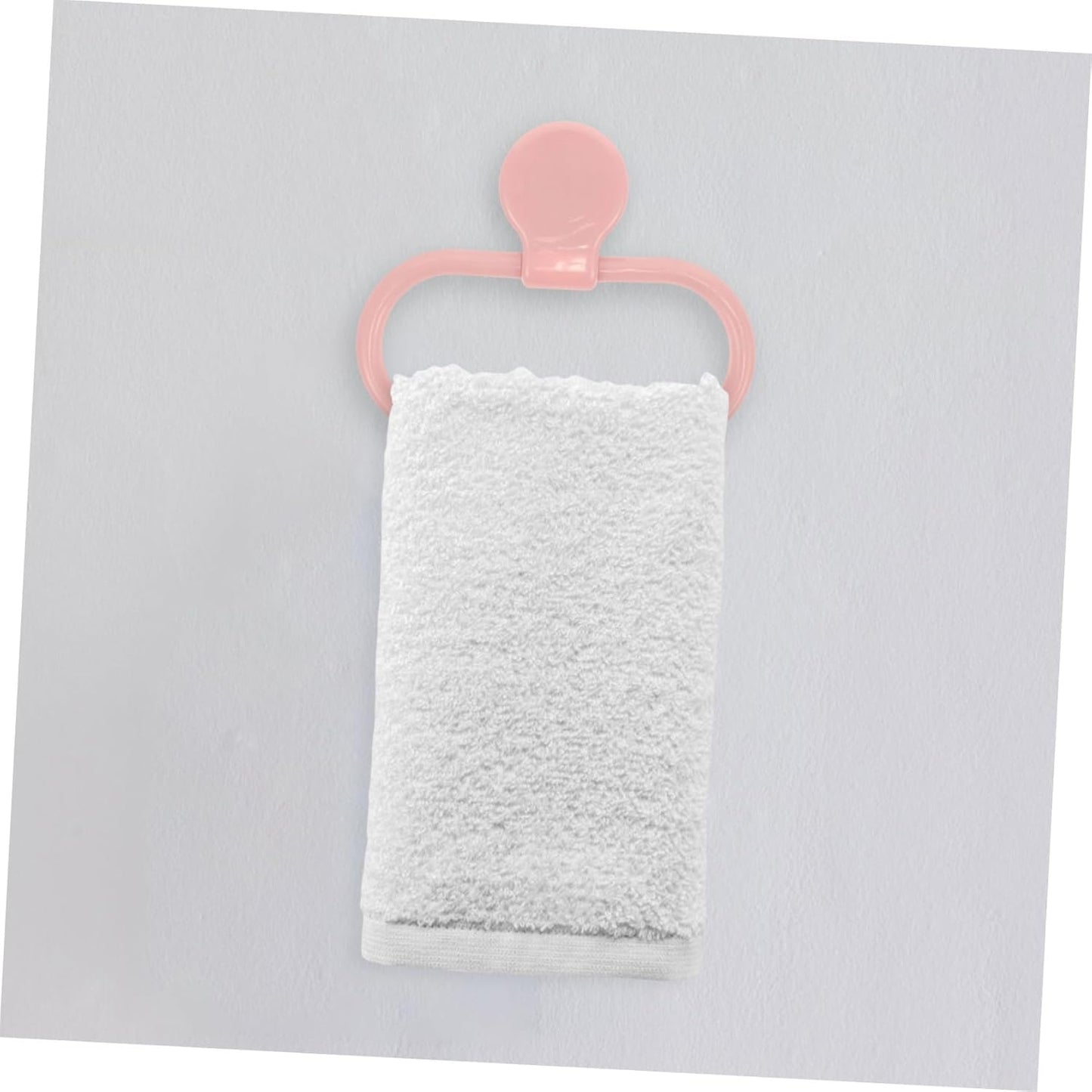 Healifty No Drilling Pink Towel Holder Ring Self Adhesive Towel Rack for Bathroom Kitchen Easy Installation Wall Mounted Stick Space Saving Bathroom Accessory